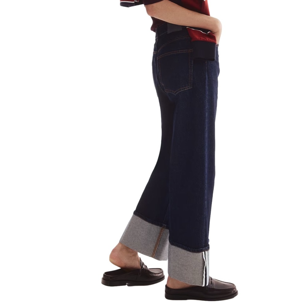 H & M WIDE HIGH CUFFED ANKLE JEANS - Picture 2 of 8